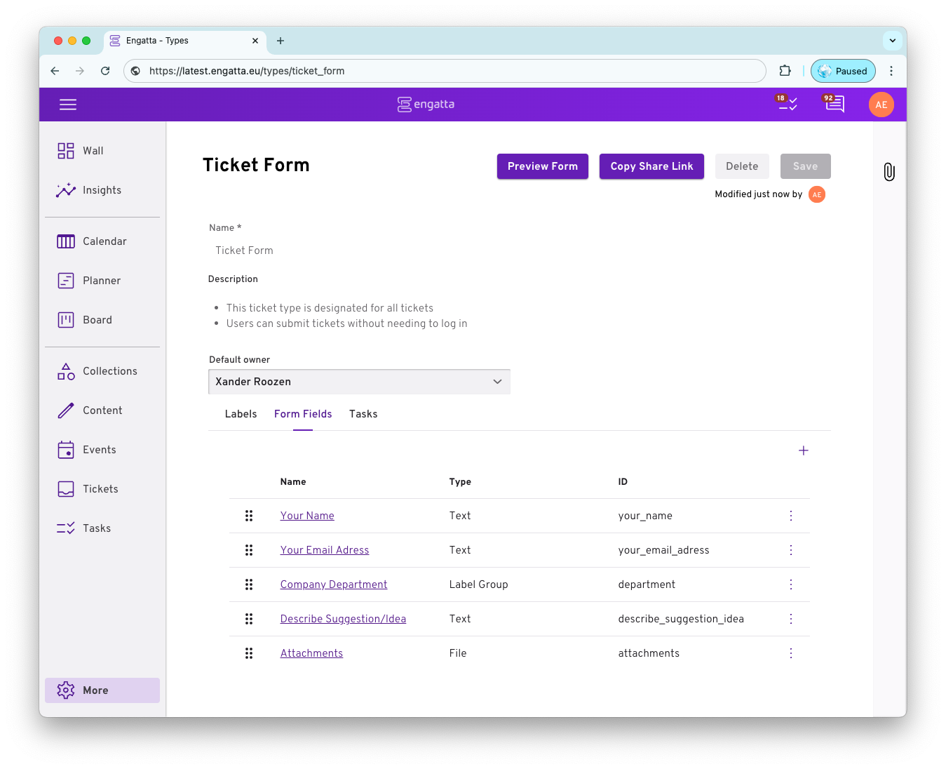 Engatta 13 - Ticket Form